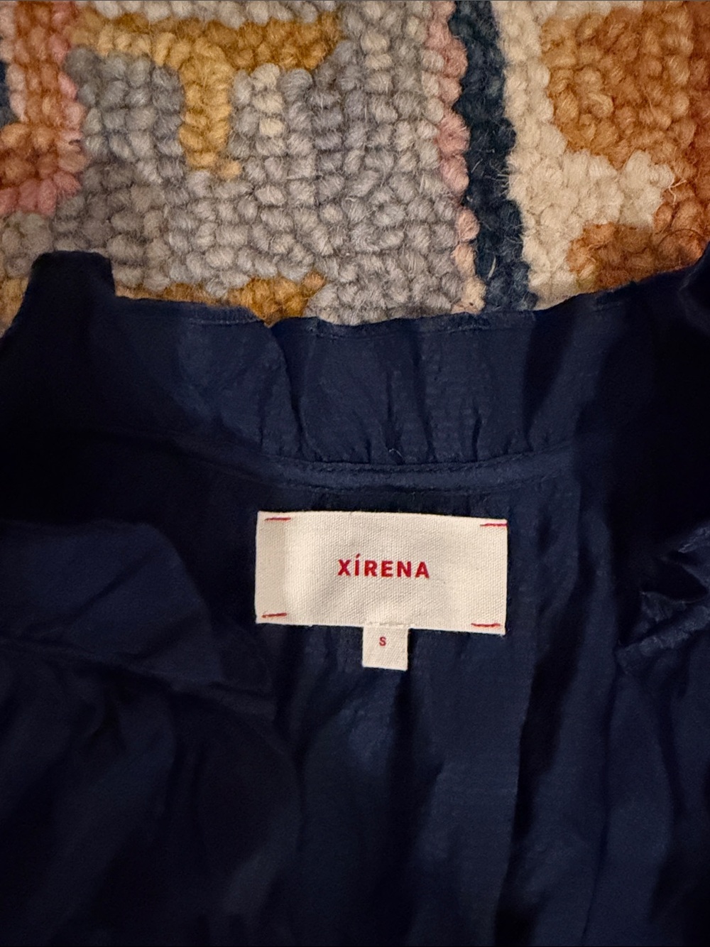 NWOT Xirena Women’s silk Navy Ruffle Midi Dress SZ S - Picture 3 of 5
